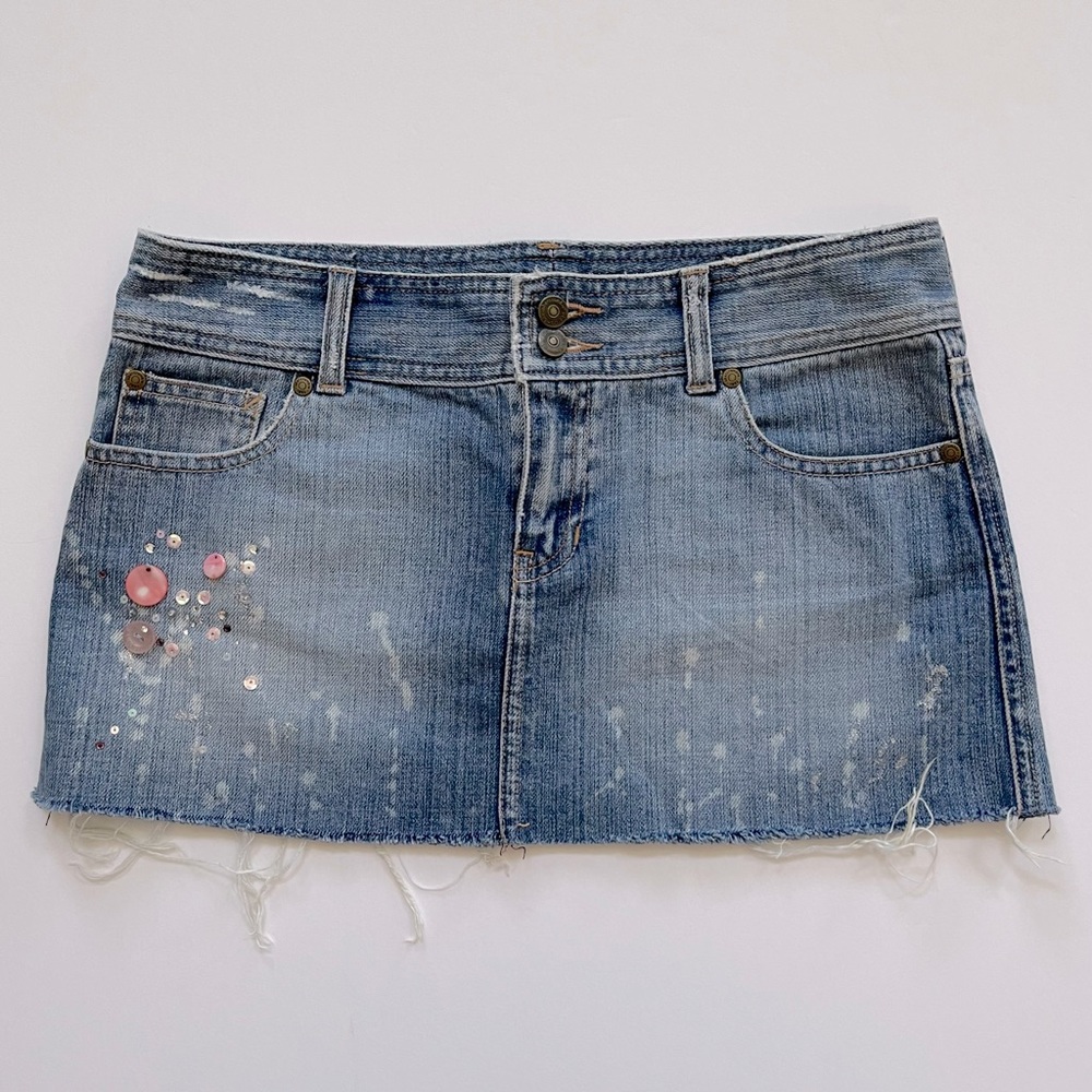 Abercrombie embellished denim mini skirt